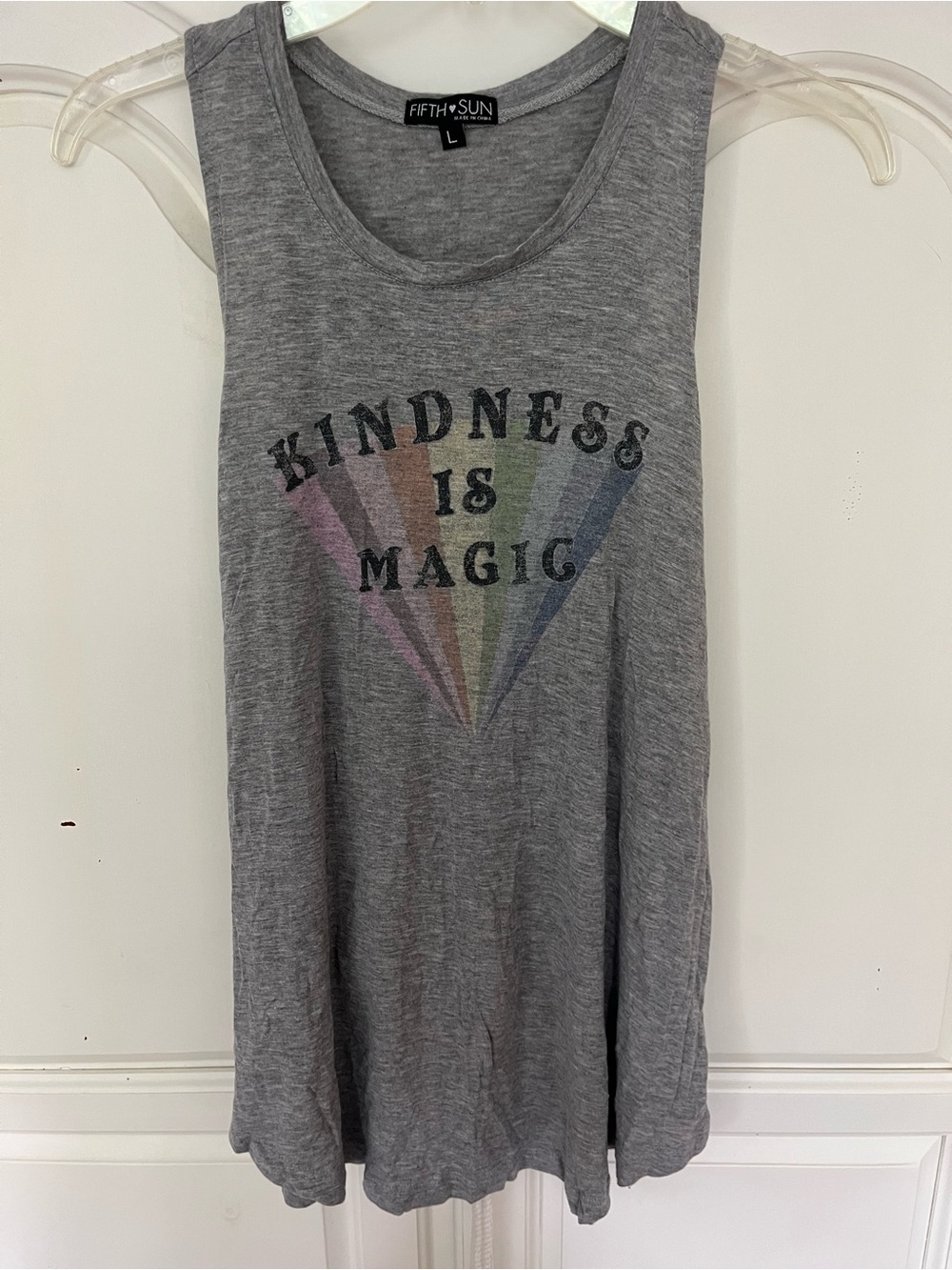 Fifth Sun Girls' Gray Tank Dress with Rainbow Graphic